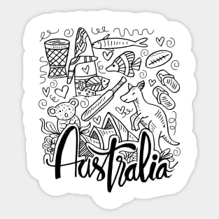 Hand Drawn Symbols Of Australia. Sticker